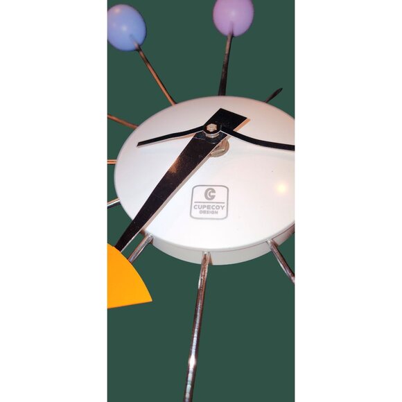 George Nelson Mid Century Modern 1949 Metal Wood Ball Clock TAIWAN Works - Picture 4 of 13